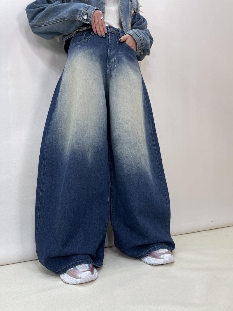 شلوار جین زنانه سوپر بگ سرمه ای