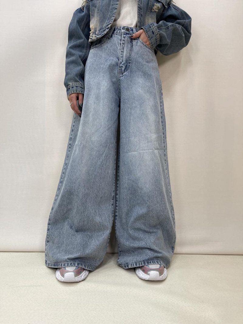 شلوار جین زنانه سوپر بگ آبی روشن