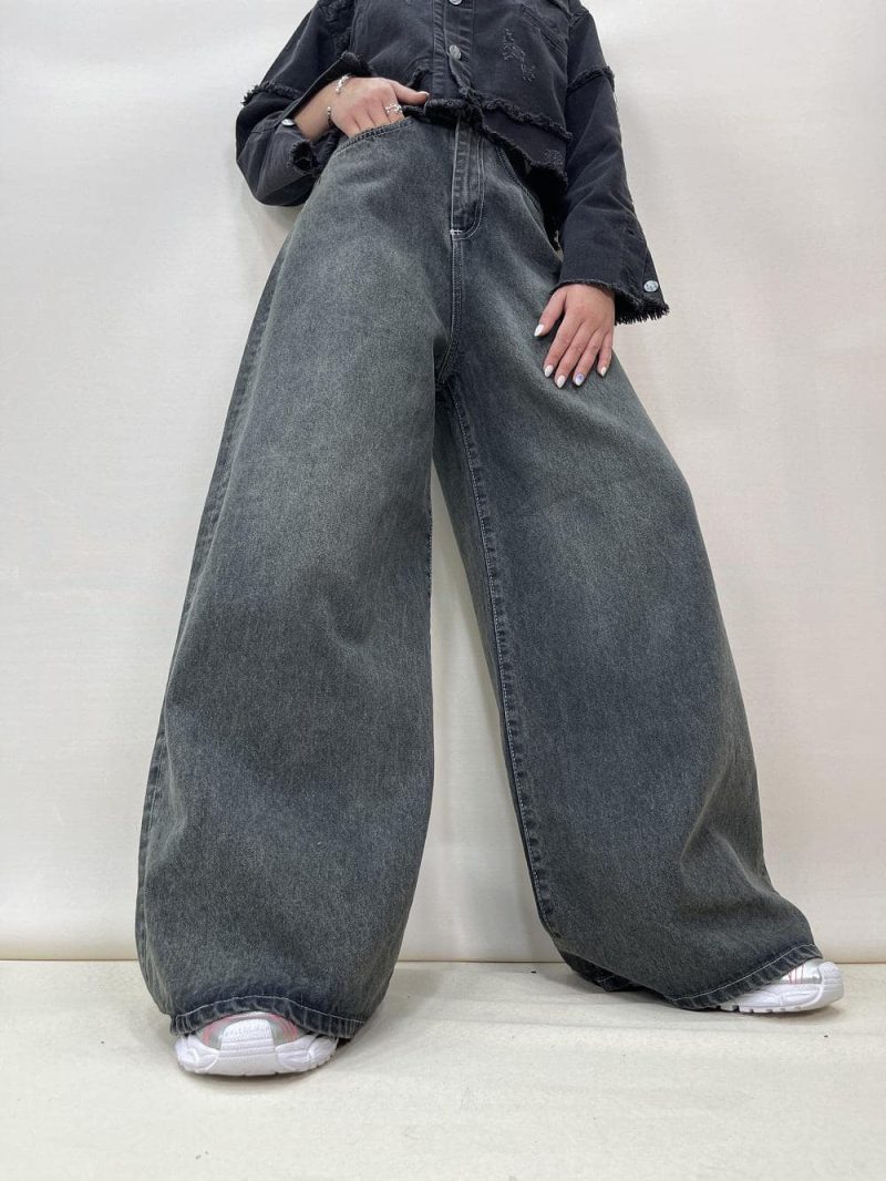 شلوار جین زنانه سوپر بگ زغالی