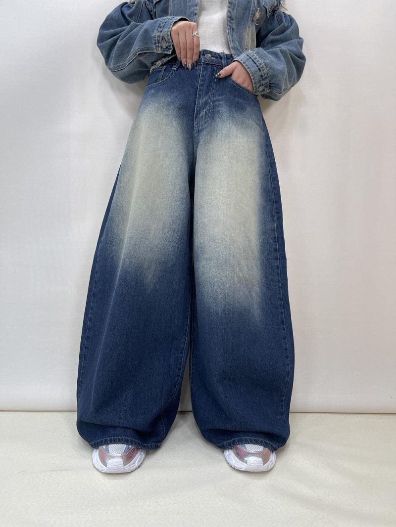 شلوار جین زنانه سوپر بگ سرمه ای