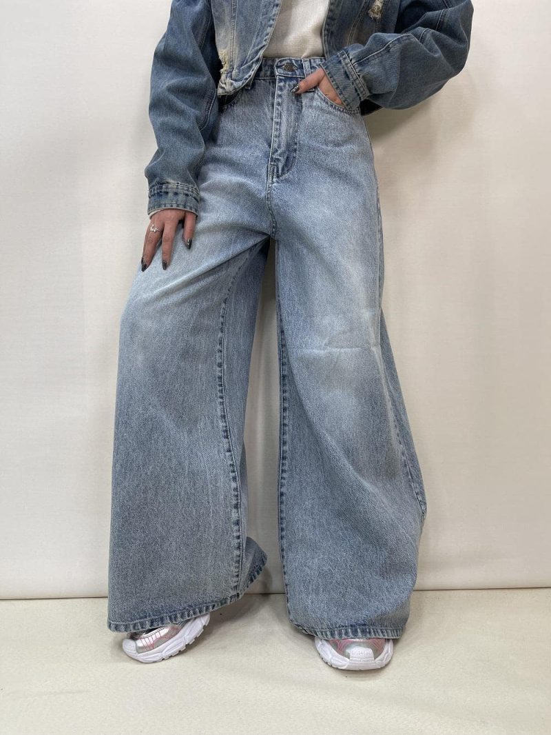 شلوار جین زنانه سوپر بگ آبی روشن