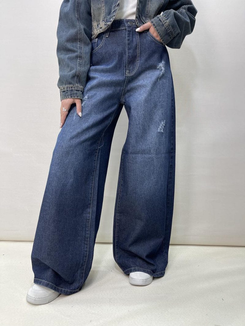 شلوار جین زنانه سوپر بگ آبی تیره