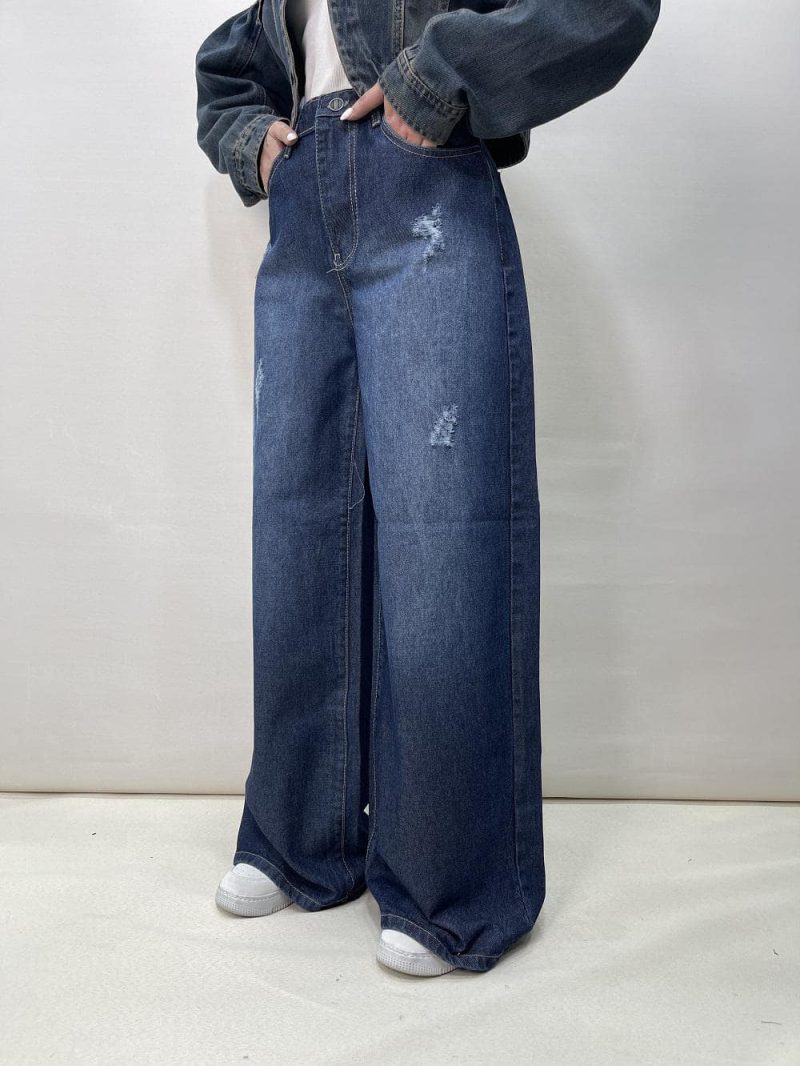 شلوار جین زنانه سوپر بگ آبی تیره