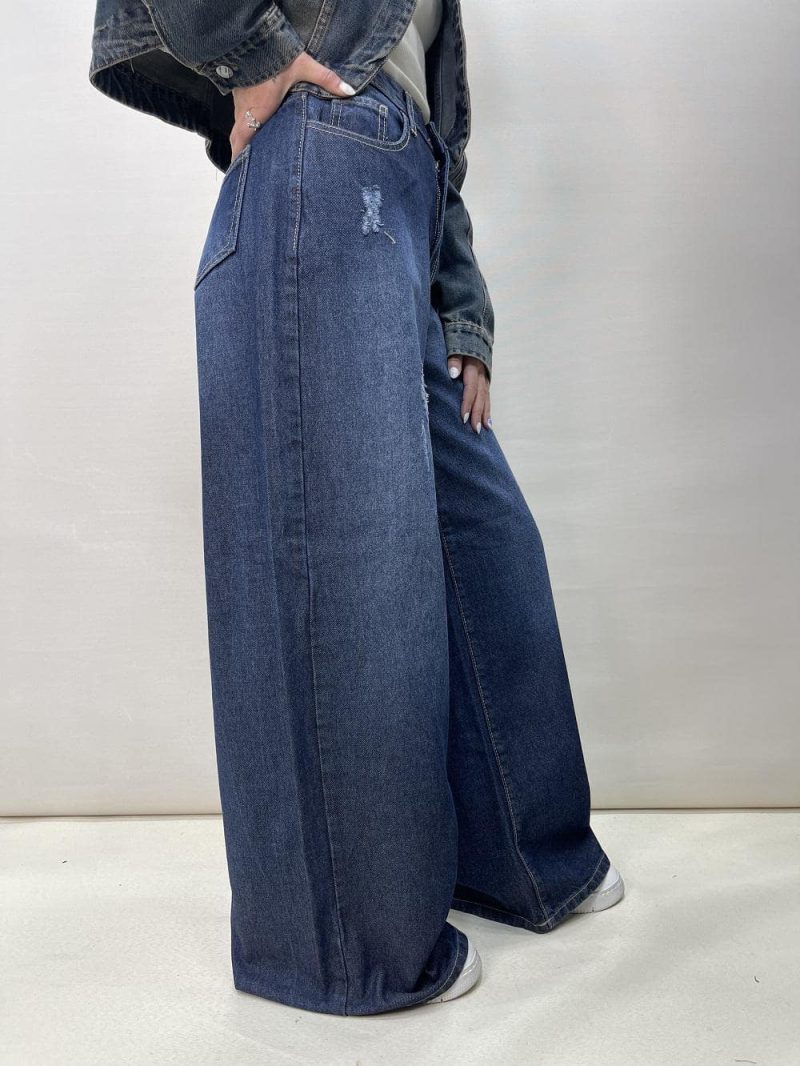 شلوار جین زنانه سوپر بگ آبی تیره