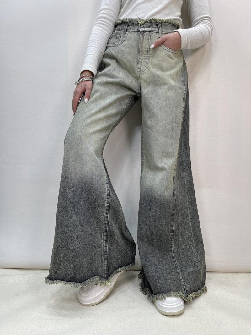 شلوار جین زنانه شافل طوسی