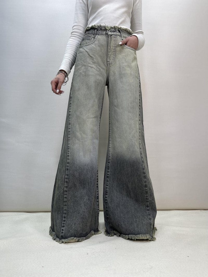 شلوار جین زنانه شافل طوسی