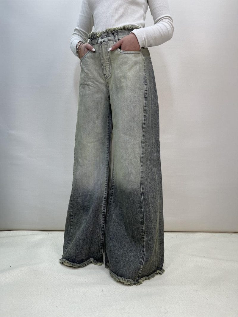 شلوار جین زنانه شافل طوسی