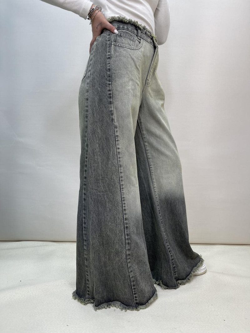 شلوار جین زنانه شافل طوسی