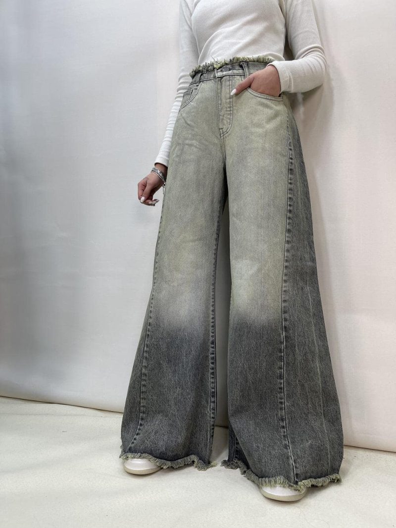 شلوار جین زنانه شافل طوسی