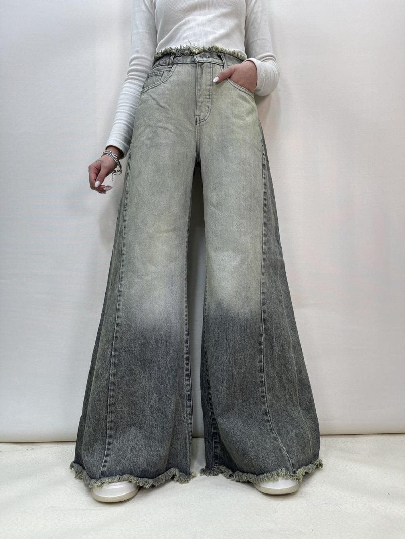 شلوار جین زنانه شافل طوسی