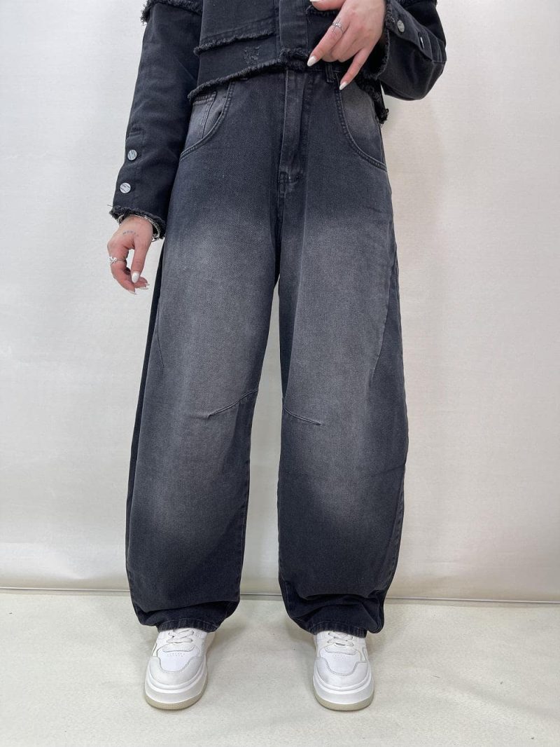 شلوار جین زنانه بالونی زغالی