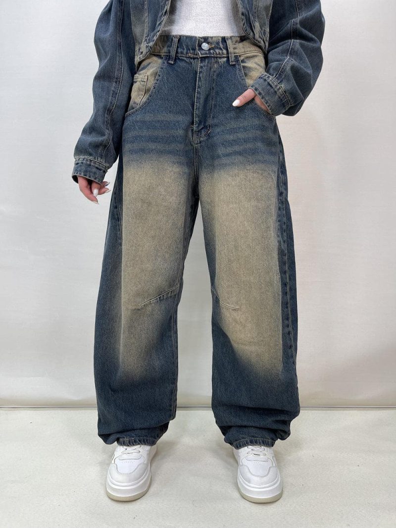 شلوار جین زنانه بالونی آبی تینت دار