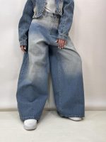 شلوار جین زنانه سوپر بگ بالونی آبی