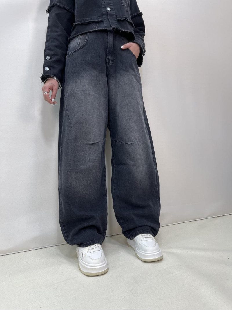 شلوار جین زنانه بالونی زغالی