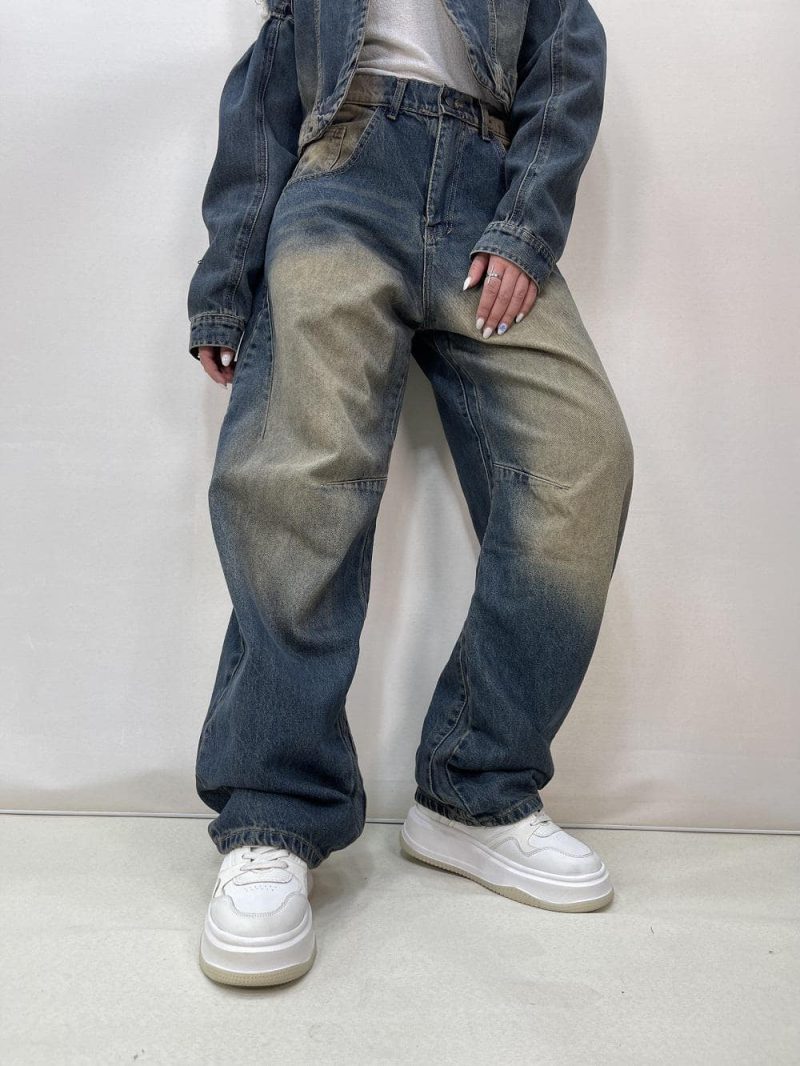 شلوار جین زنانه بالونی آبی تینت دار