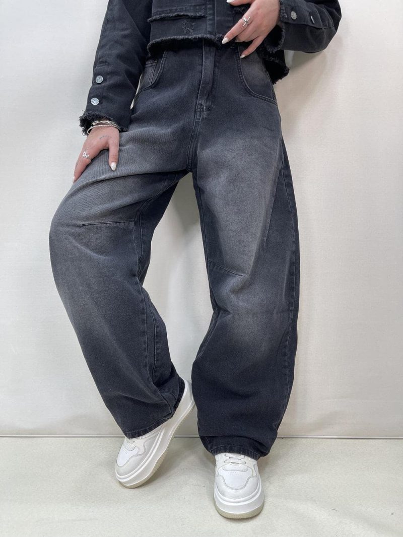 شلوار جین زنانه بالونی زغالی