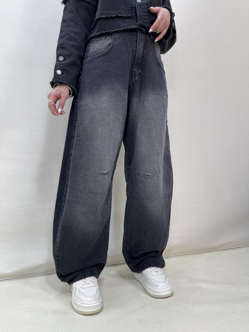 شلوار جین زنانه بالونی زغالی