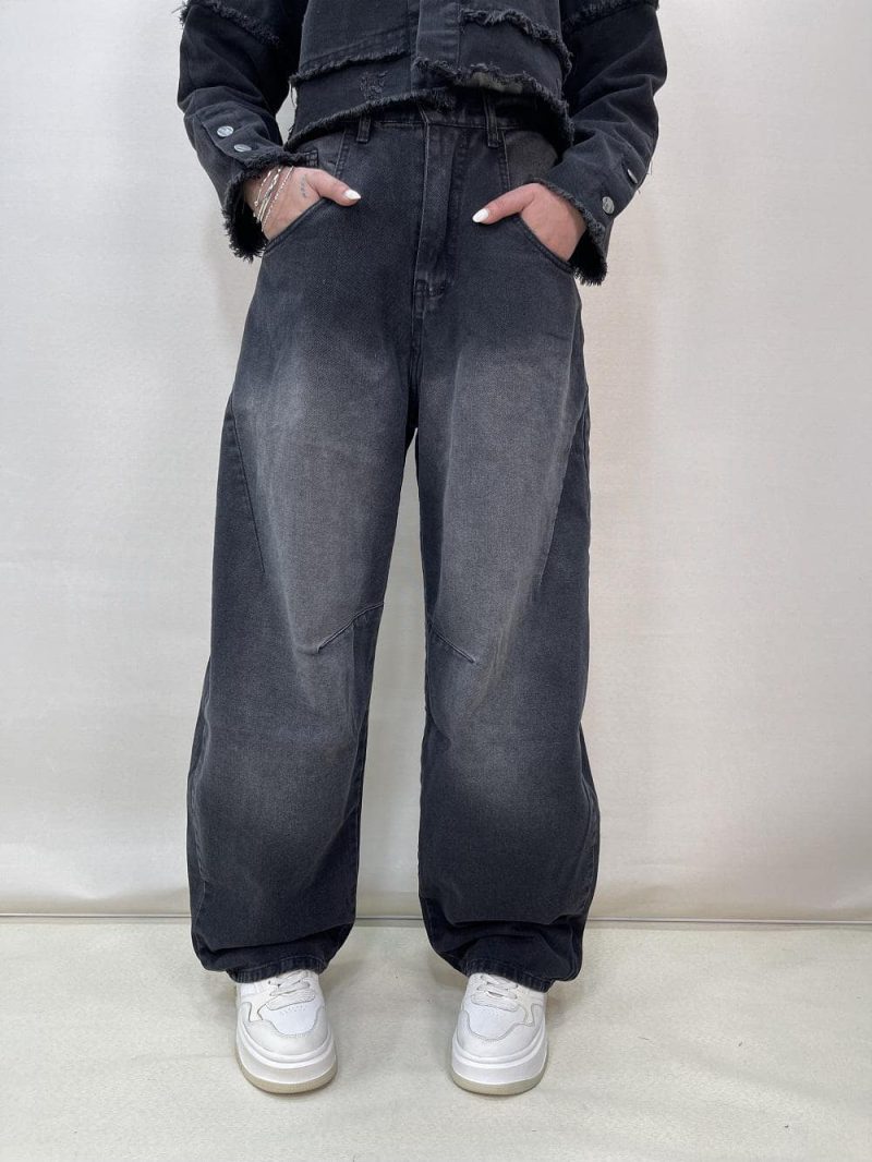 شلوار جین زنانه بالونی زغالی