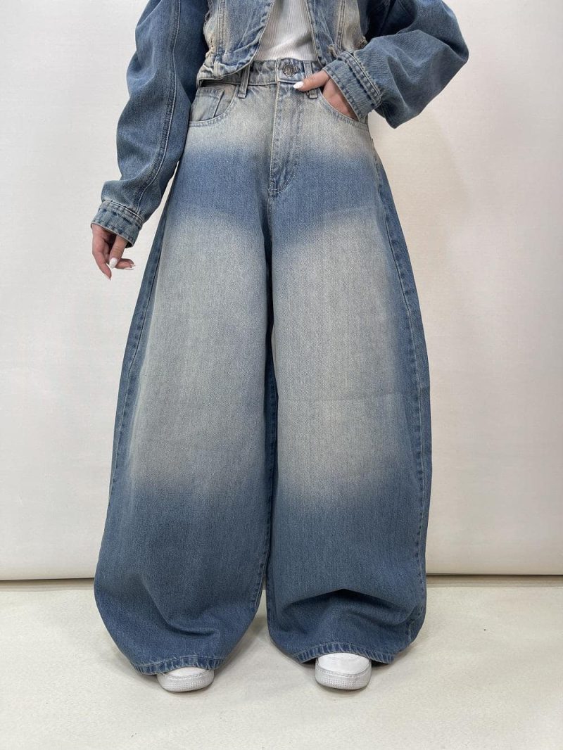 شلوار جین زنانه سوپر بگ بالونی آبی