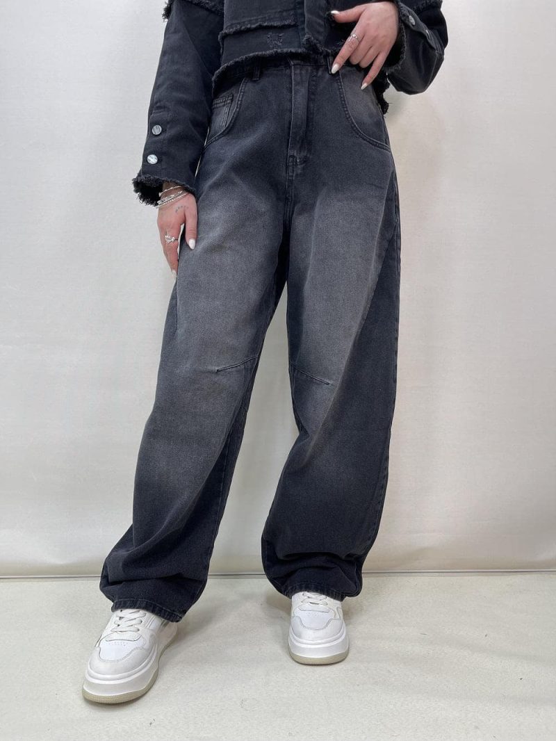 شلوار جین زنانه بالونی زغالی