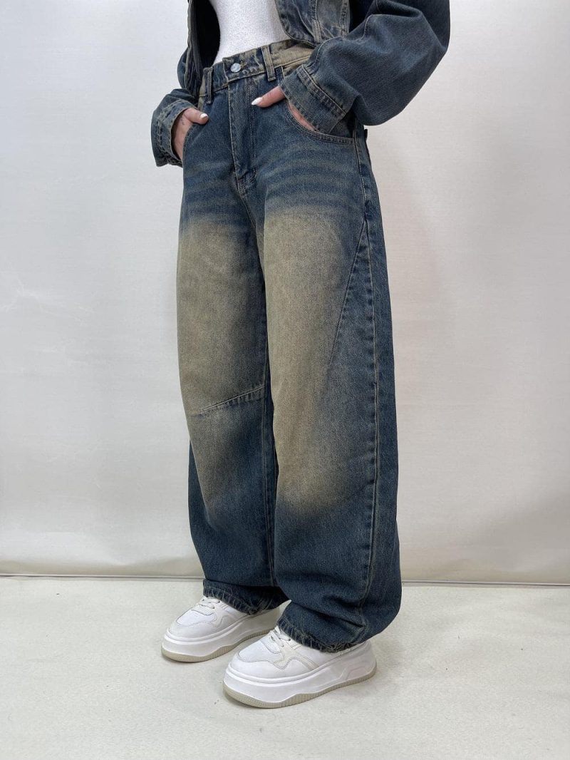 شلوار جین زنانه بالونی آبی تینت دار