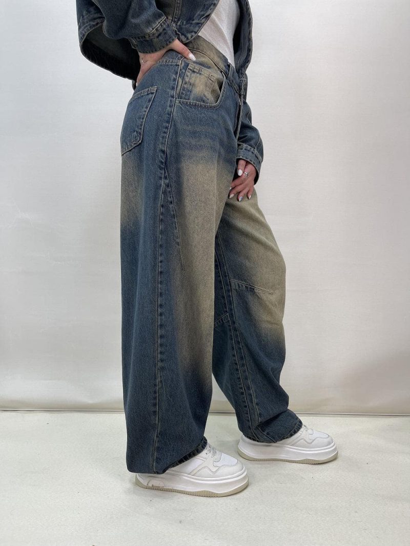 شلوار جین زنانه بالونی آبی تینت دار