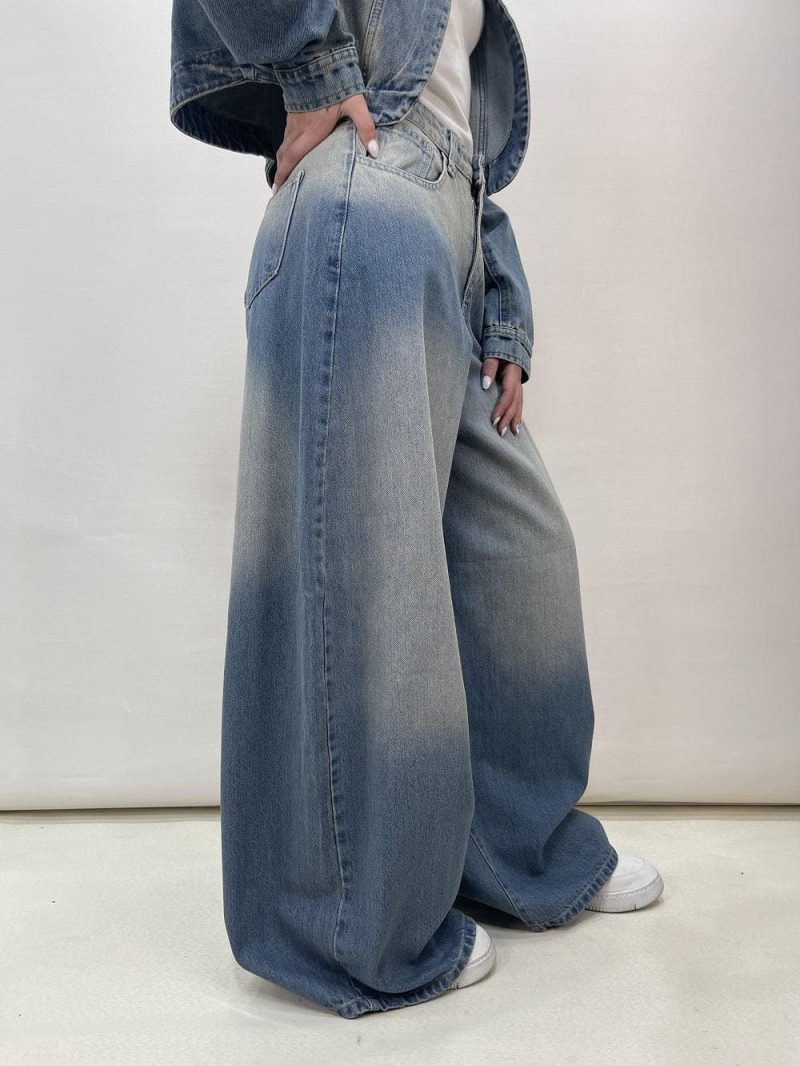 شلوار جین زنانه سوپر بگ بالونی آبی