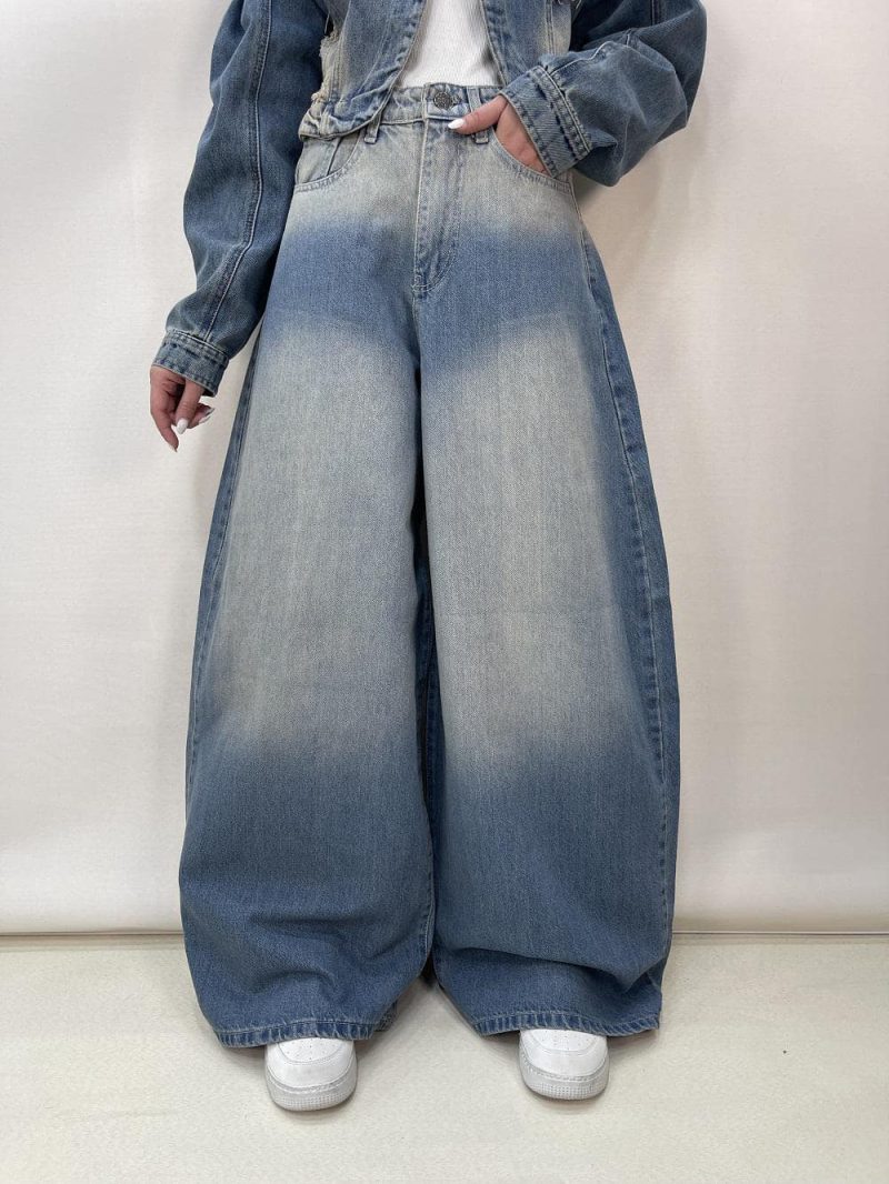 شلوار جین زنانه سوپر بگ بالونی آبی