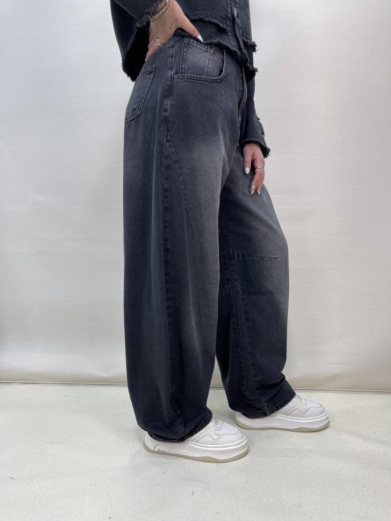 شلوار جین زنانه بالونی زغالی