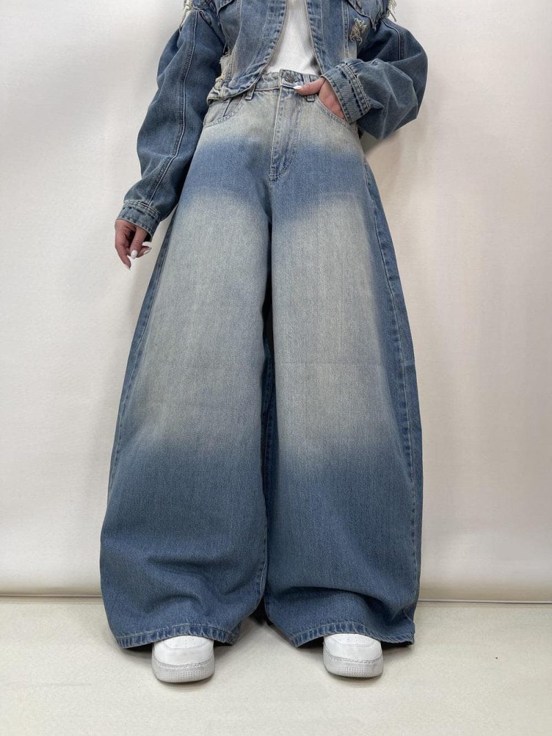 شلوار جین زنانه سوپر بگ بالونی آبی