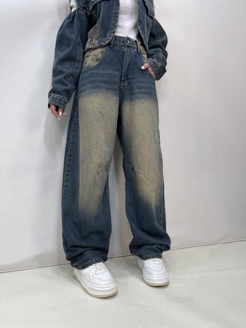 شلوار جین زنانه بالونی آبی تینت دار