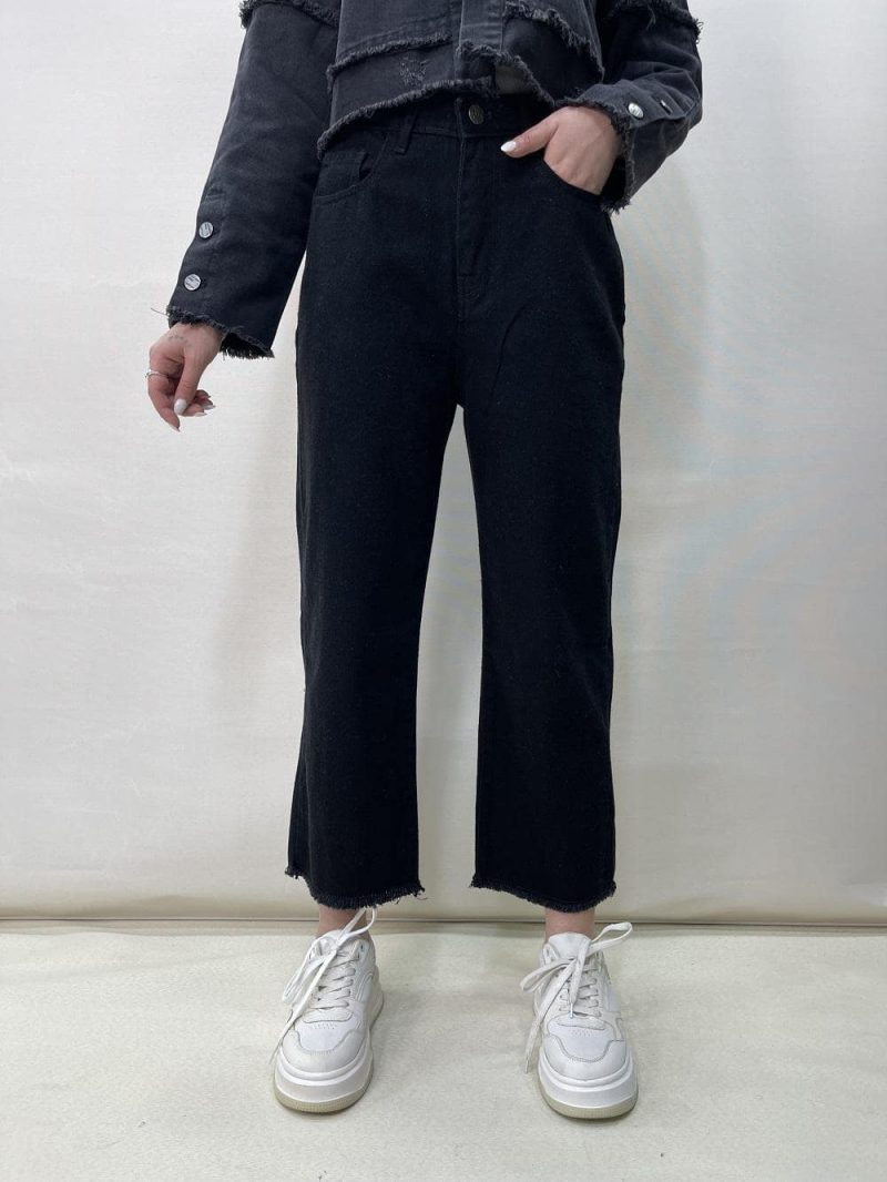 شلوار جین زنانه واید لگ مشکی