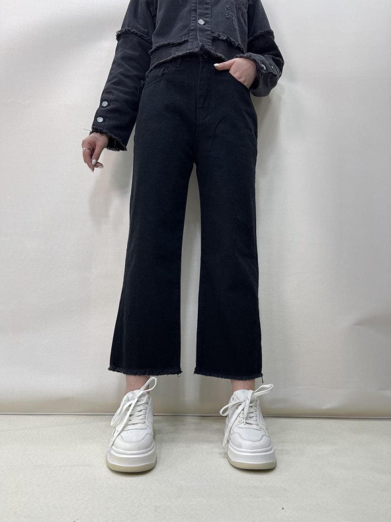 شلوار جین زنانه واید لگ مشکی