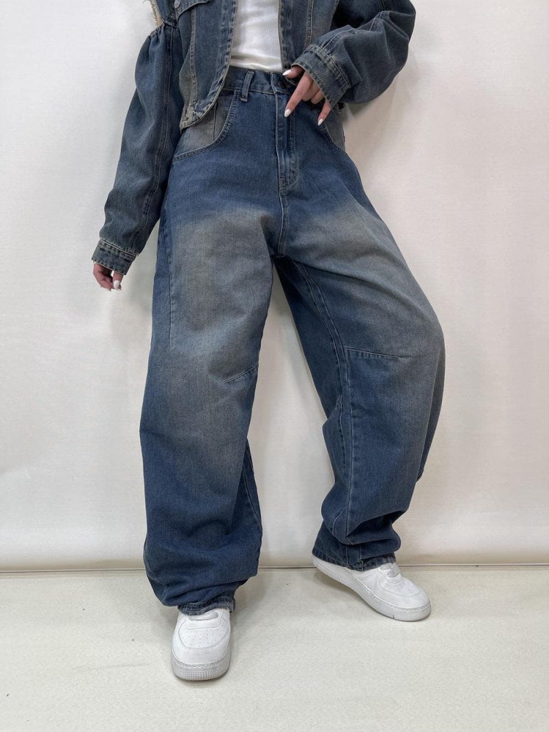 شلوار جین زنانه بالونی آبی