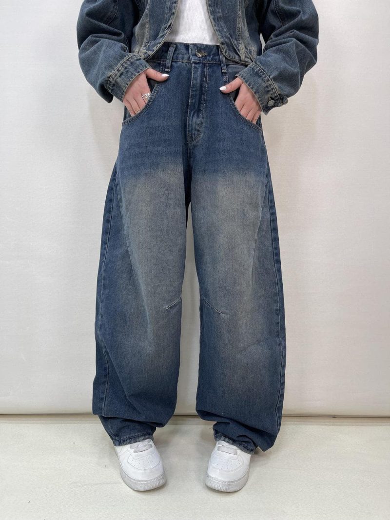 شلوار جین زنانه بالونی آبی