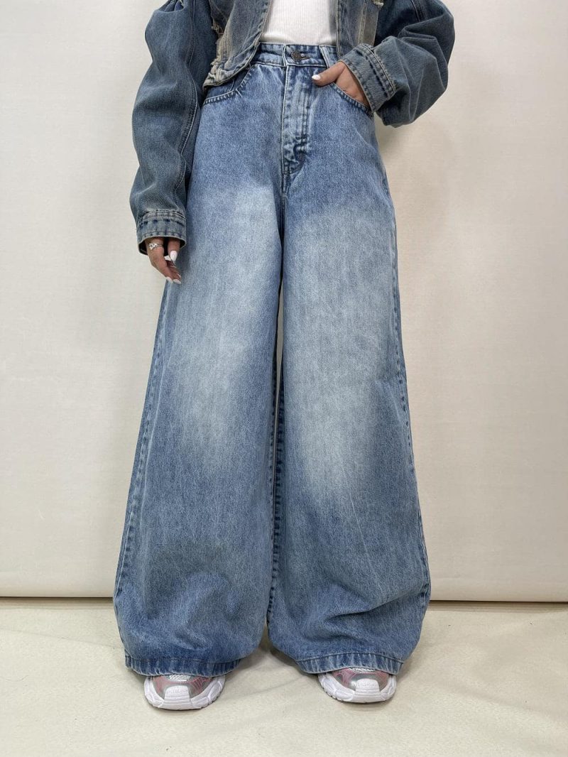 شلوار جین زنانه سوپر بگ آبی روشن