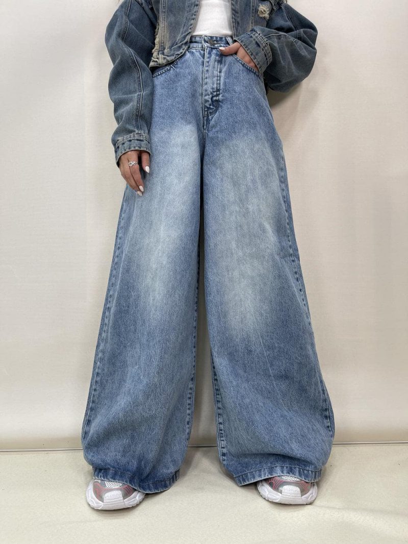 شلوار جین زنانه سوپر بگ آبی روشن