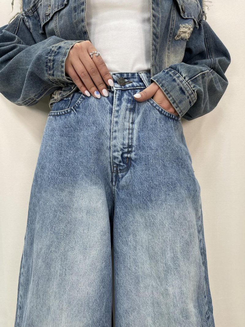 شلوار جین زنانه سوپر بگ آبی روشن