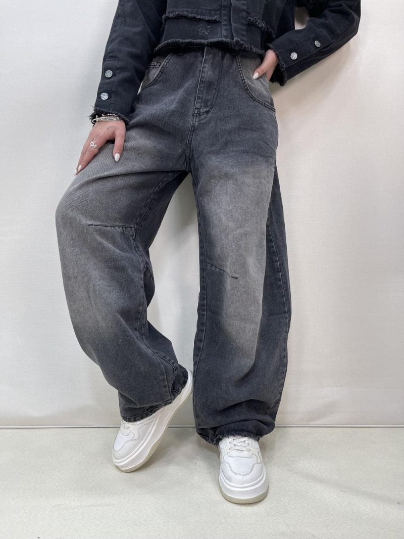 شلوار جین زنانه بالونی زغالی