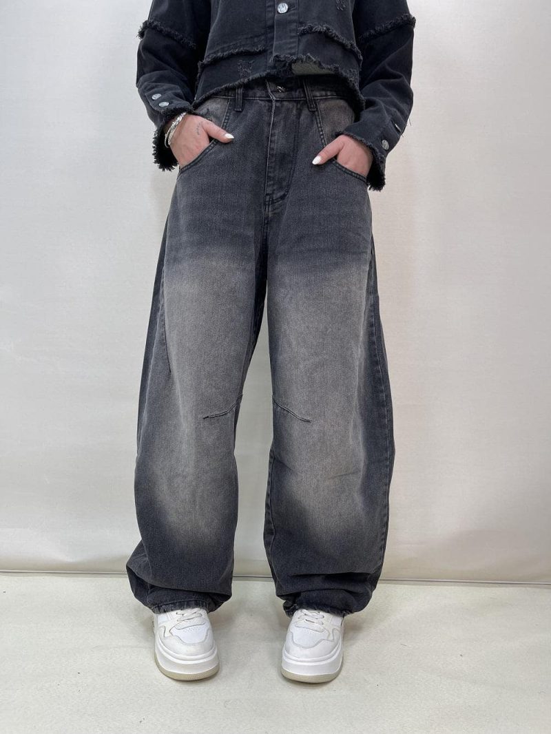 شلوار جین زنانه بالونی زغالی