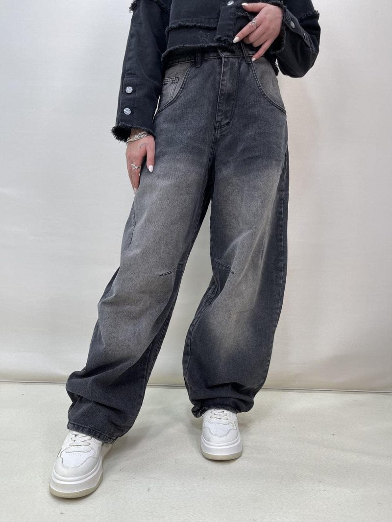 شلوار جین زنانه بالونی زغالی