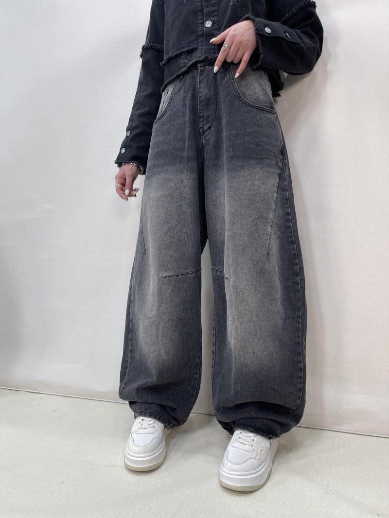 شلوار جین زنانه بالونی زغالی