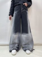 شلوار جین زنانه فول بگ شافل زغالی