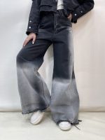 شلوار جین زنانه فول بگ شافل زغالی