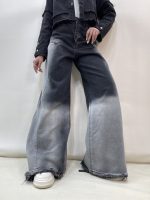 شلوار جین زنانه فول بگ شافل زغالی