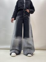 شلوار جین زنانه فول بگ شافل زغالی