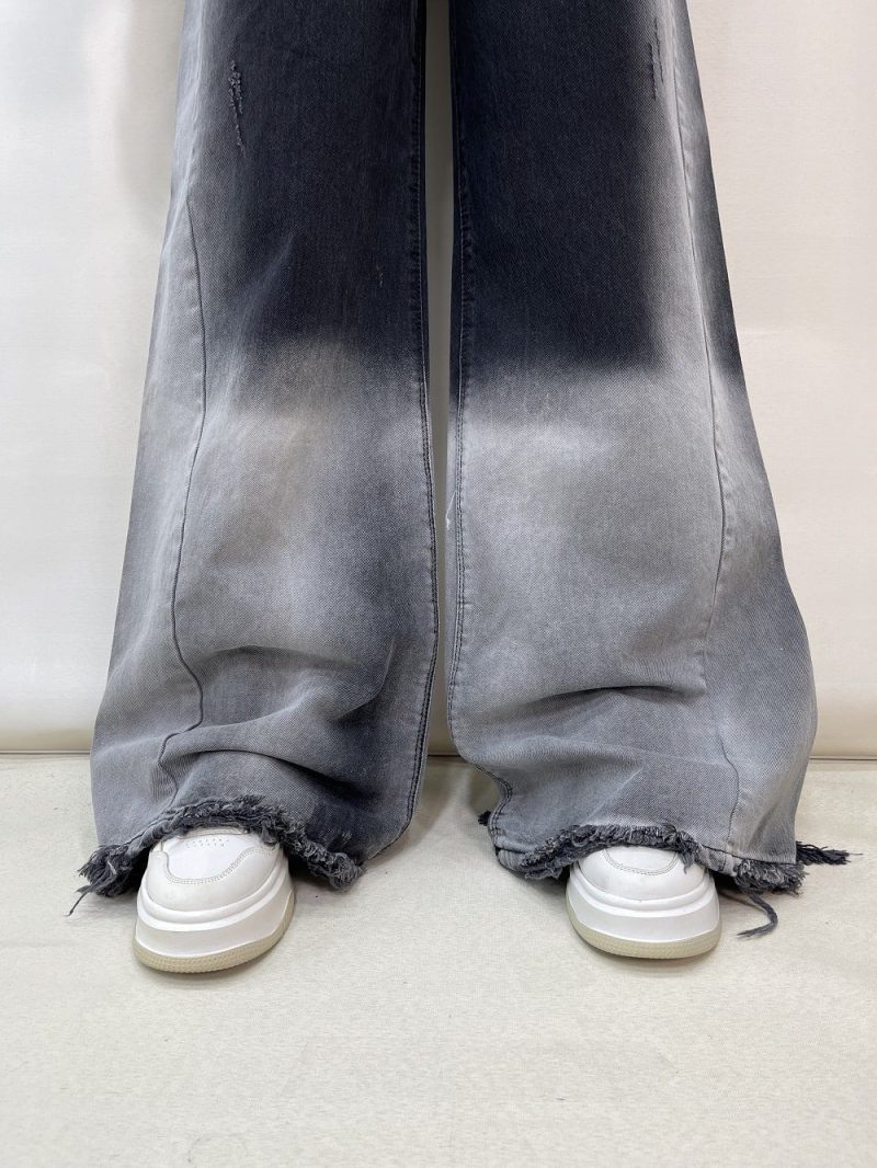 شلوار جین زنانه فول بگ شافل زغالی