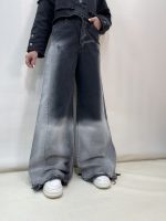 شلوار جین زنانه فول بگ شافل زغالی