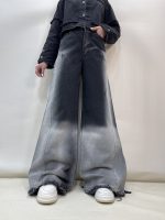 شلوار جین زنانه فول بگ شافل زغالی