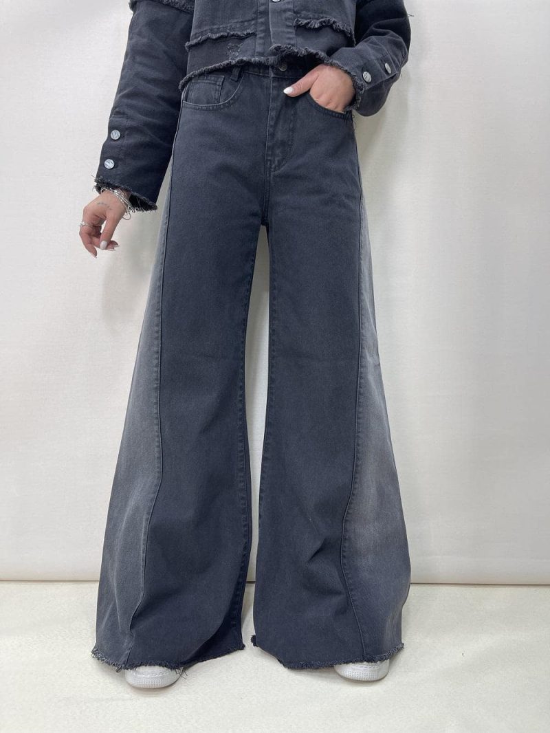 شلوار جین زنانه شافل زغالی